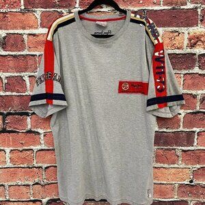 Vintage 90s Shirt Men 2XL Gray Red Pepe Jeans London W11-73 Embroidered Mesh Tee